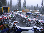 bikes are ready, under a blanket of wet snow